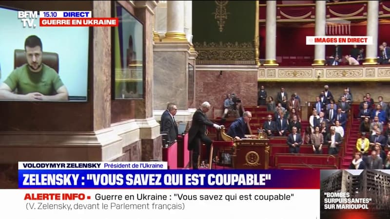 Volodymyr Zelensky fait respecter une minute de silence au Parlement français en mémoire des victimes ukrainiennes