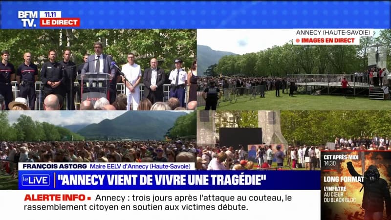 François Astorg, maire d'Annecy, salue les personnes mobilisées pendant et après l'attaque au couteau
