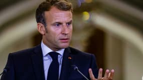 Emmanuel Macron lors d'un déplacement en Irak le 28 août 2021