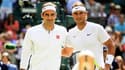 Roger Federer et Rafael Nadal, à Wimbledon le 12 juillet 2019