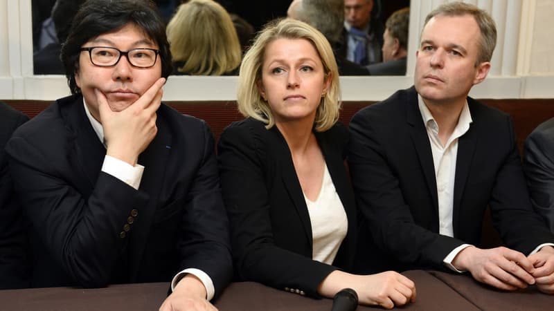 Jean-Vincent Placé, Barbara Pompili, et François de Rugy, samedi, à l'Assemblée nationale