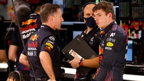 Christian Horner et Max Verstappen, à Doha le 19 novembre 2021