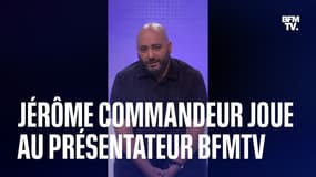 Jérôme Commandeur dans le rôle de présentateur de BFMTV 