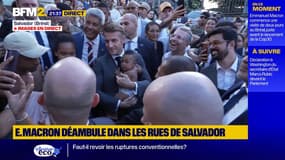 Bain de foule pour Emmanuel Macron en déplacement à Salvador au Brésil