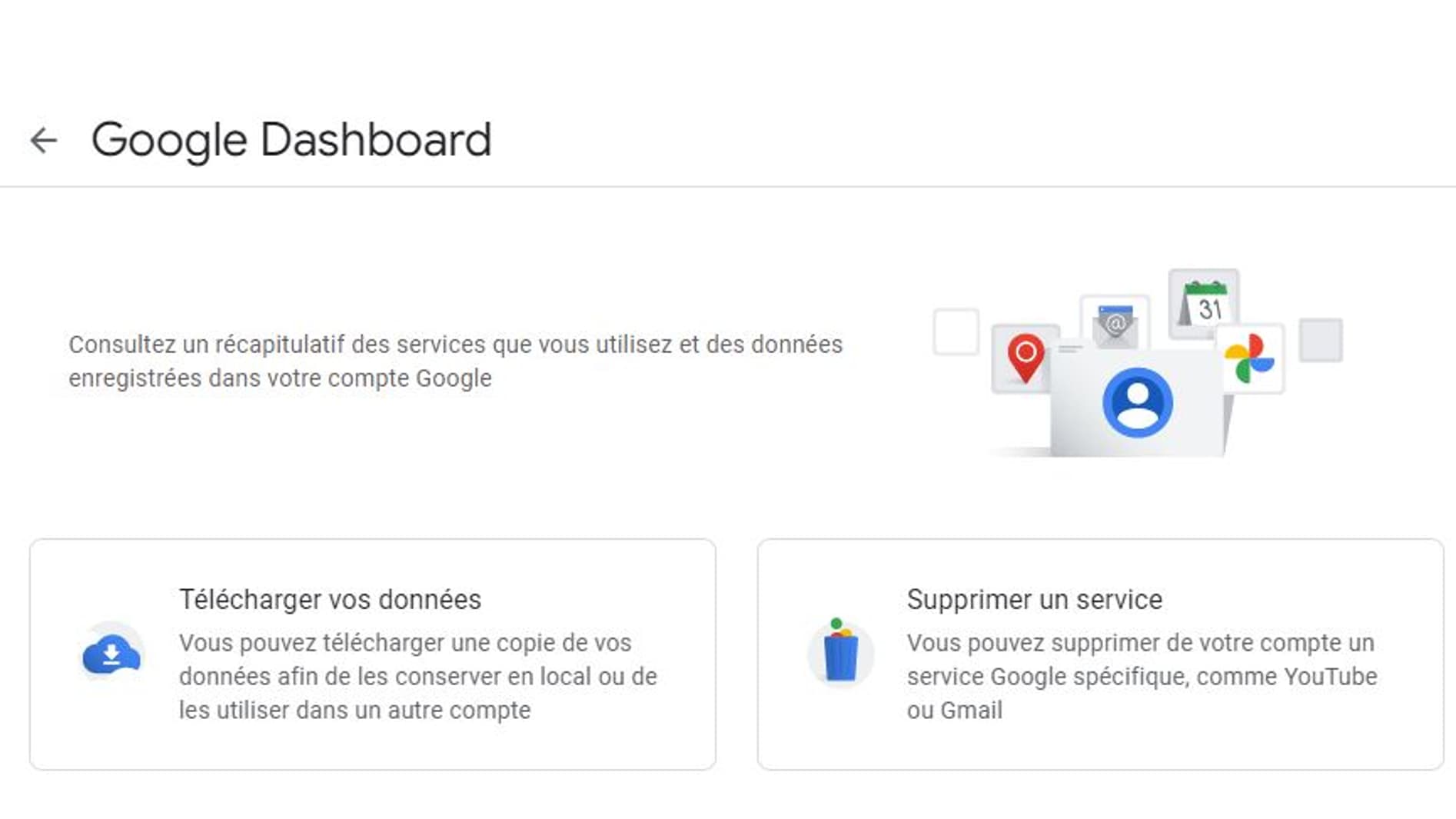 CAPTURE Google Dashboard télécharger les données