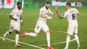 Benzema avec Vinicius Junior et Kroos, le 27 avril 2021