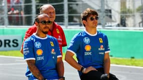 Lewis Hamilton, Frédéric Vasseur et Charles Leclerc à Monza, le 7 septembre 2025.