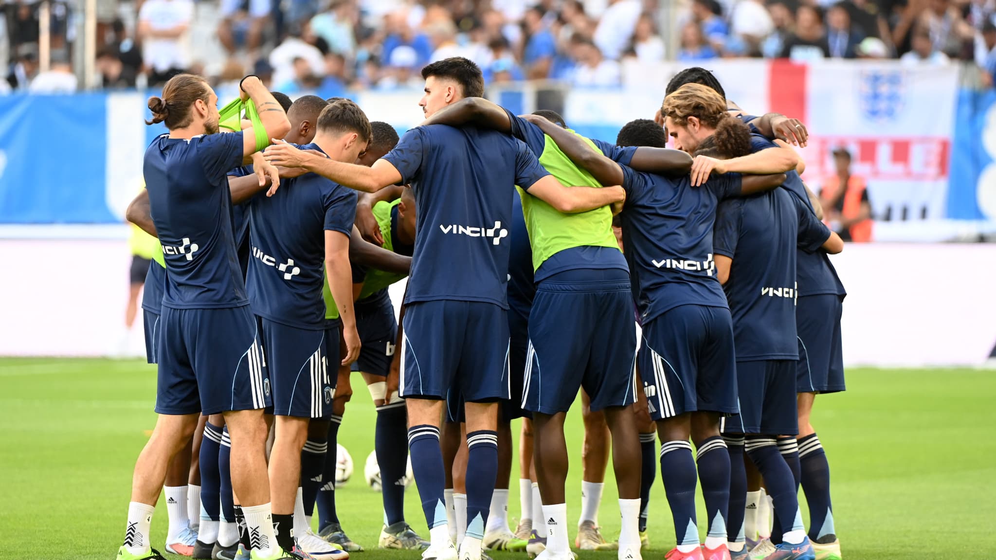 Les joueurs du Paris FC avant Marseille-Paris FC, le 23 août 2025.