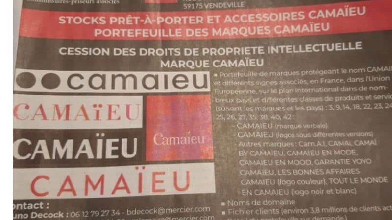 Publicité pour les enchères Camaïeu du 7 décembre 2022