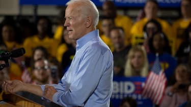 Le candidat démocrate à la présidentielle américaine 2020 Joe Biden, le 29 avril 2019 lors de son premier meeting de campagne.