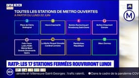 RATP: toutes les stations de métro rouvriront lundi 