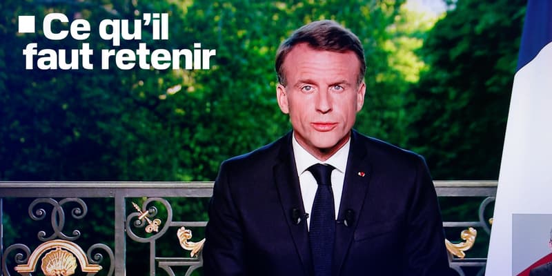 Emmanuel Macron annonce la dissolution de l'Assemblée nationale lors d'une allocution télévisée, le 9 juin 2024