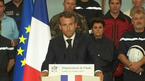 Dans l'Aude, Macron annonce qu'"il appartiendra aux préfets de ne pas appliquer le coefficient de vétusté"