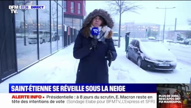 Les images de Saint-Etienne qui se réveille sous la neige