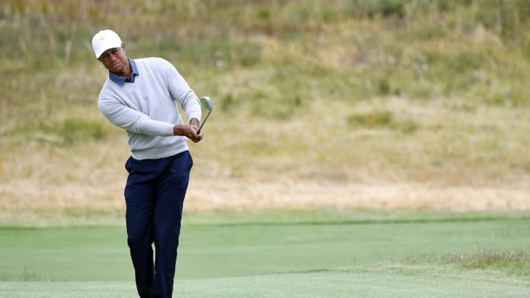 Le golfeur vedette Tiger Woods lors de la Presidents Cup à Melbourne, le 13 décembre 2019 tournament in Melbourne. 