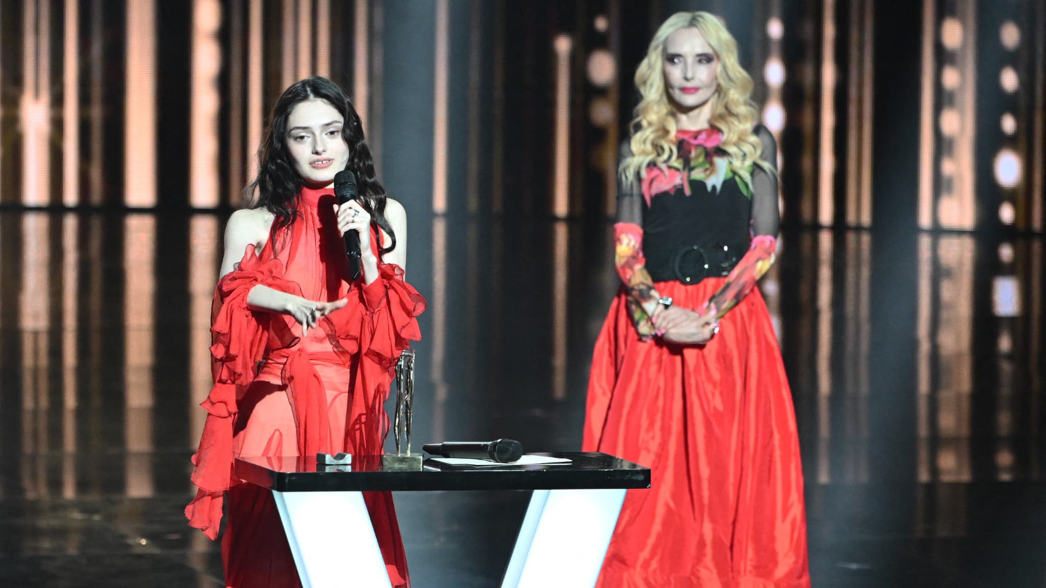 Solann et Jeanne Mas aux Victoires de la musique, le 14 février 2025.