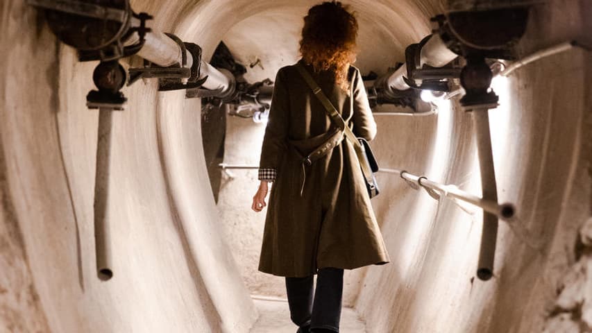 Les visiteurs peuvent visiter un égout factice au musée des égouts de Paris, 2021.