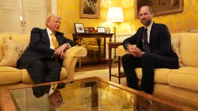 Le président élu Donald Trump et le prince William à l'Elysée, en marge de la réouverture de Notre-Dame de Paris, le 8 décembre 2024.
