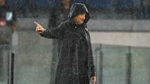 Franck Haise sous la pluie lors du match de Ligue Europa entre la Lazio Rome et le Nice, le 03/10/2024