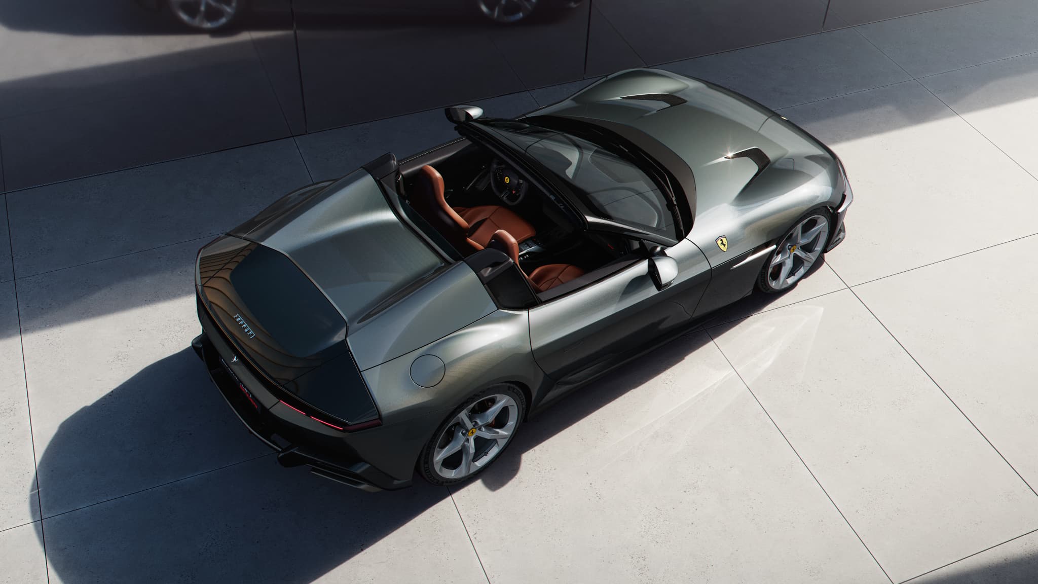 La version spyder de la Ferrari 12Cilindri dévoilée le 2 mai 2024 à Miami.