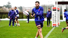 Charles Ollivon à l'entraînement, le 7 février 2024, au centre d'entraînement de Marcoussis.