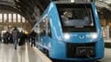 Un train à hydrogène produit par Alstom et expérimenté en Allemagne, à la gare de Leipzig, le 1er février 2019 
