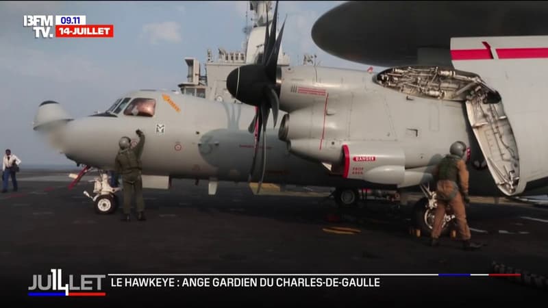 14-Juillet: découverte du Hawkeye, avion radar du porte-avion Charles-de-Gaulle