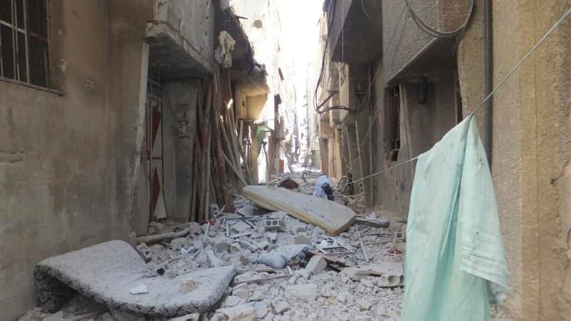 Le quartier Tadamon, à Damas, voisin du camp de réfugiés palestiniens de Yarmouk que les forces syriennes ont bombardé vendredi. Selon les habitants, au moins dix personnes ont été tuées dans ces raids, alors que deux attentats à la bombe dans la capitale