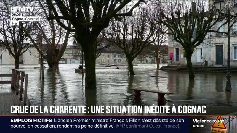 Crues: le niveau de la Charente a atteint 7,71m au plus haut à Cognac