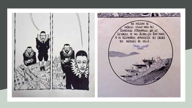Des extraits des planches de BD retrouvées à un arrêt de bus de Lille le 29 décembre dernier.