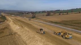 Une section de l'autoroute A69 en construction près de Verfeil le 27 février 2025.