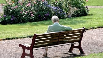 Une personne âgée sur un banc