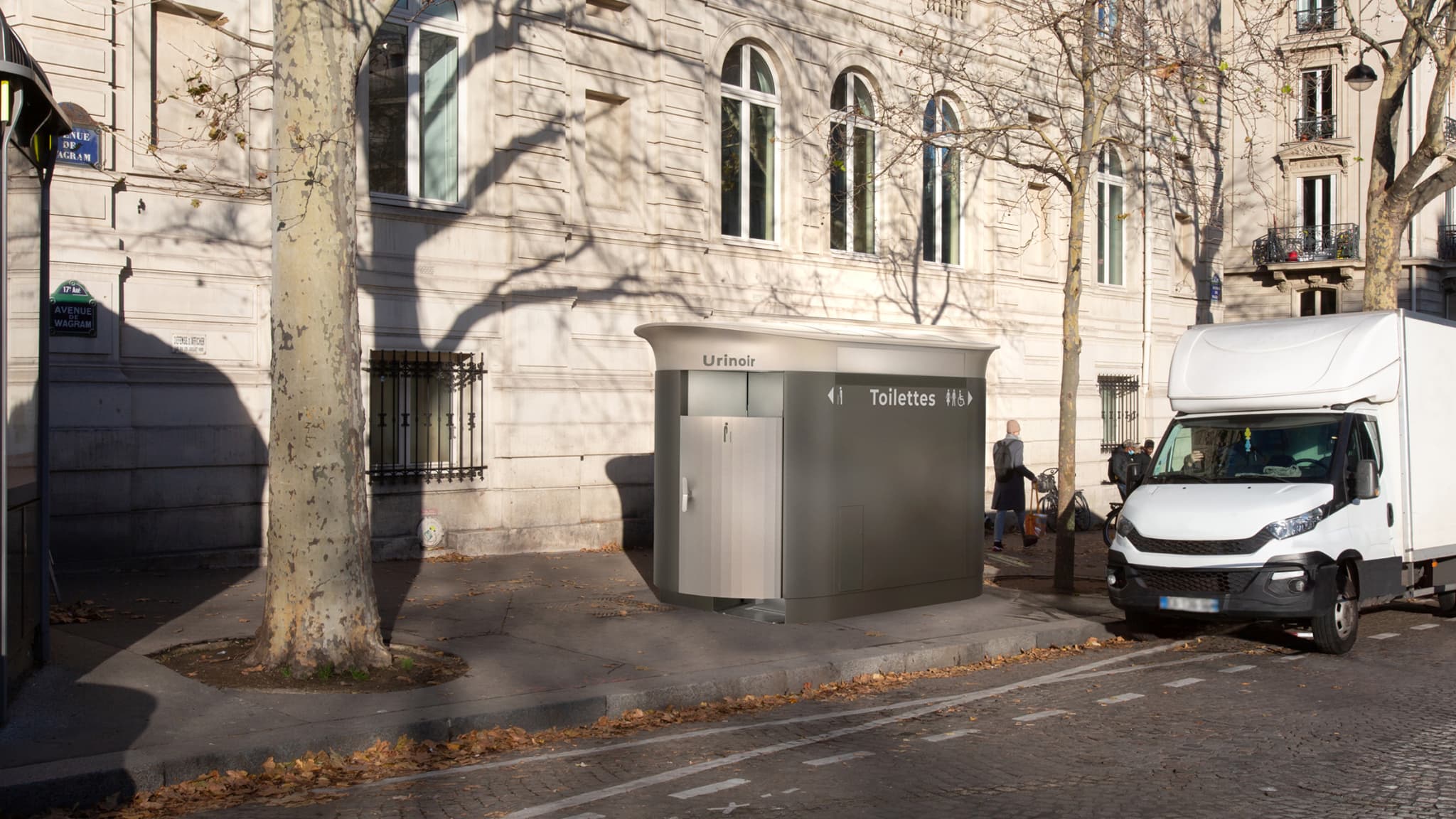 Les nouveaux modèles des futures toilettes publiques, avec un nouvel urinoir sur le côté Les nouveaux modèles des futures toilettes publiques, avec un nouvel urinoir sur le côté