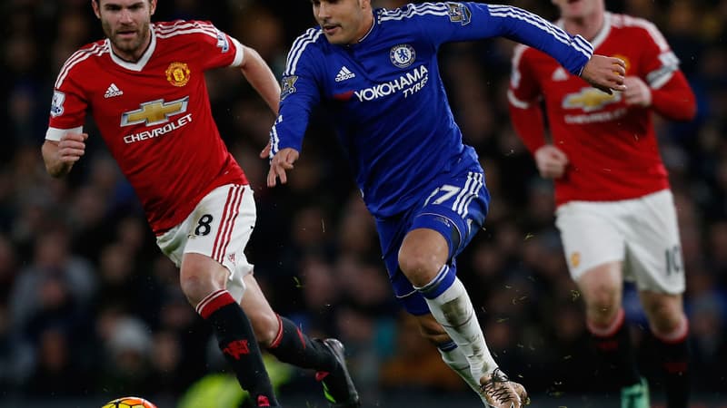 Pedro, l'attaquant de Chelsea, face à Manchester United