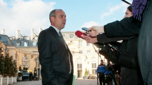 Le secrétaire général de la CFDT, Laurent Berger, à l'issue d'une réunion avec la ministre du Travail Myriam el-Khomri le 7 mars 2016 à Le secrétaire général de la CFDT, Laurent Berger, à l'issue d'une réunion avec la ministre du Travail Myriam el-Khomri le 7 mars 2016 à