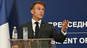 Emmanuel Macron, le 29 août 2024 à Belgrade en Serbie