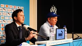 Pablo Longoria avec Jean-Louis Gasset lors de la conférence de presse de présentation, le 20 février 2024