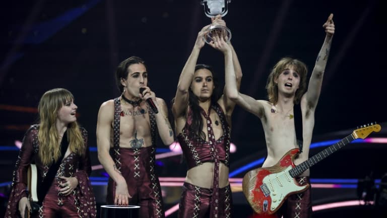 Le groupe italien Maneskin a remporté l'Eurovision à Rotterdam, le 22 mai 2021 aux Pays-Bas