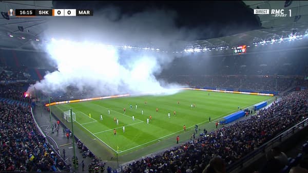 Play stopped during the Europa League match between Shakhtar and OM on 02/15/2024