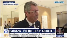 Patrick Balkany et son avocat maître Eric Dupond-Moretti arrivent au Palais de justice de Paris pour le dernier jour de son procès