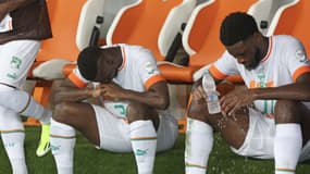 Ghislain Konan et Jean-Philippe Krasso lors de la défaite de la Côte d'Ivoire face à la Guinée équatoriale (0-4) lors de la CAN, le 22 janvier 2024