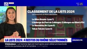 L'histoire du jour: quatre restaurants du Rhône sélectionnés dans La Liste 2024