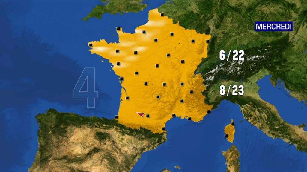 Les températures prévues mercredi