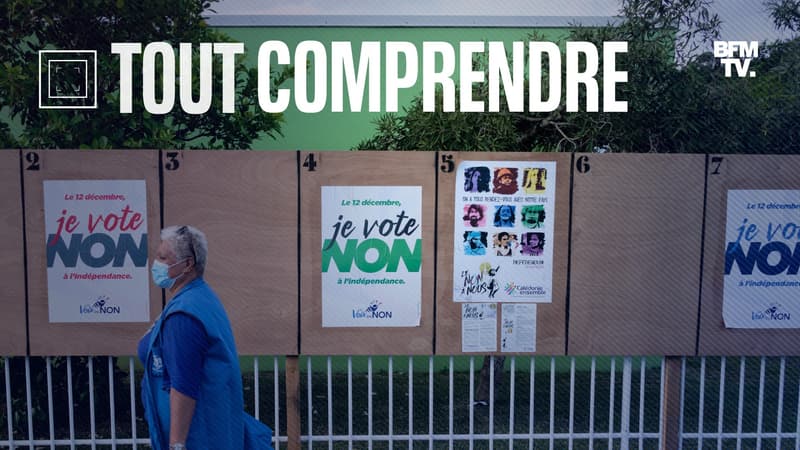 Affiches pour le non au référendum dans les rues de Nouméa le 10 décembre 2021