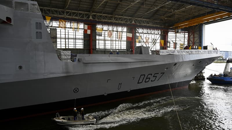 A Lorient, Naval Group a mis à flot ce vendredi 13 novembre la frégate multimissions (Fremm) Lorraine.
