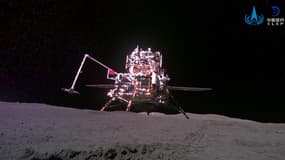 Le module lunaire de la sonde chinoise Chang'e-6 posé sur la lune, le 4 juin 2024.