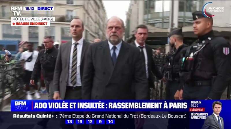 Viol à Courbevoie: Éric Dupond-Moretti est arrivé au rassemblement qui se tient à Paris