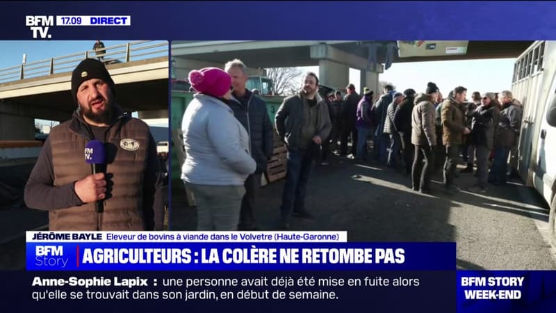 Blocage de l'A64: Jérôme Bayle, éleveur bovin dans le Volvestre, affirme que les agriculteurs sont 