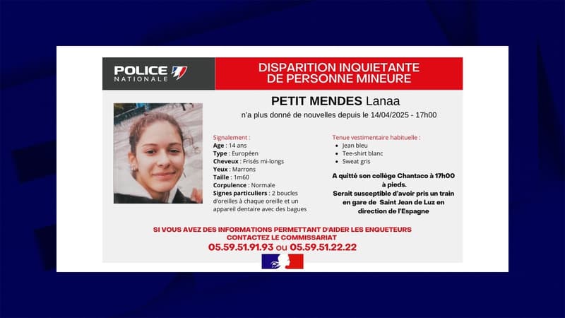Appel à témoins du 15 avril 2024 concernant la disparition inquiétante d'une adolescente dans les Pyrénées-Atlantiques