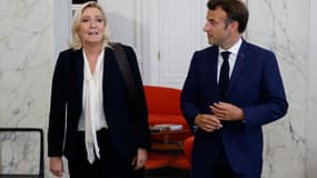 Emmanuel Macron et Marine Le Pen à l'Élysée le 21 juin 2022 